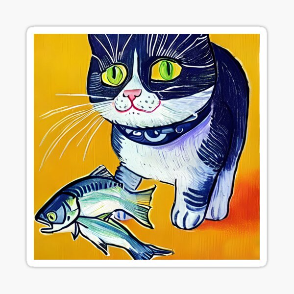 Item preview, Cat with Salmon designed and sold by 516 Studio.