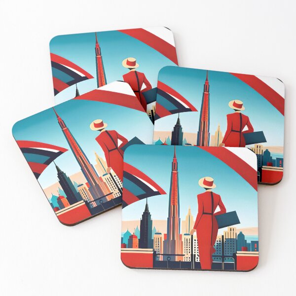 Item preview, ART DECO WOMAN ON THE CITY BOARWALK  designed and sold by JIMBOBS WALL ART.