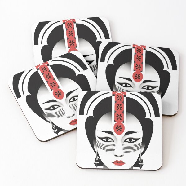Item preview, Author's illustration in the Japanese style of expressive facial animation, kabuki theater. designed and sold by Kiyomi  Mizushima.