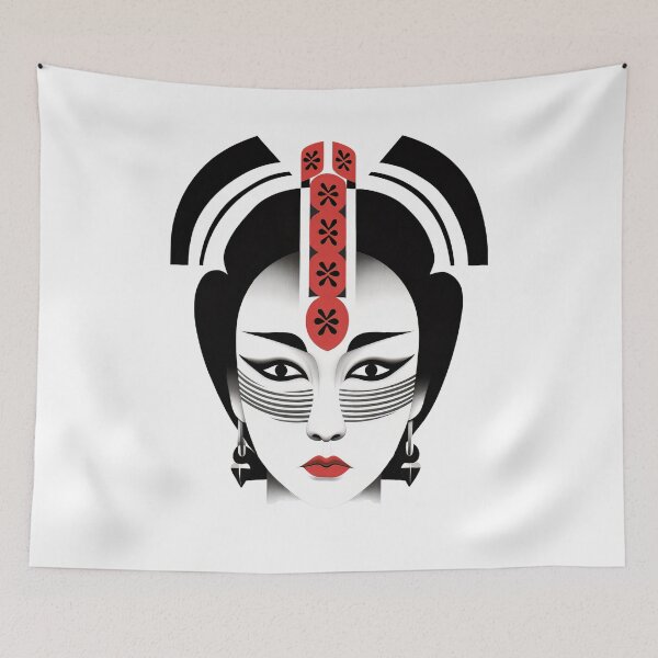 Item preview, Author's illustration in the Japanese style of expressive facial animation, kabuki theater. designed and sold by Kiyomi  Mizushima.