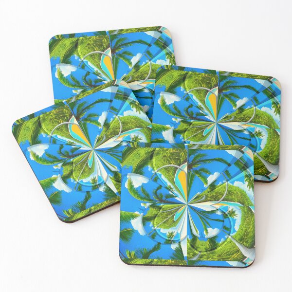 Item preview, Gorgeous geometric patchwork painting of exotic summer vacations: Blue sky Beach Sun Coconut Sand - Inspiring gift idea to escape to paradise! designed and sold by Ralek.