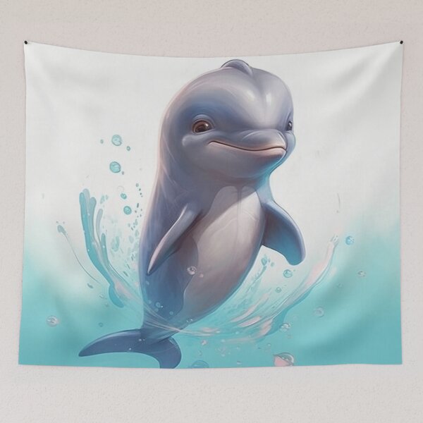 Item preview, Dolphin in blue water digital art designed and sold by DigitalPixelize.