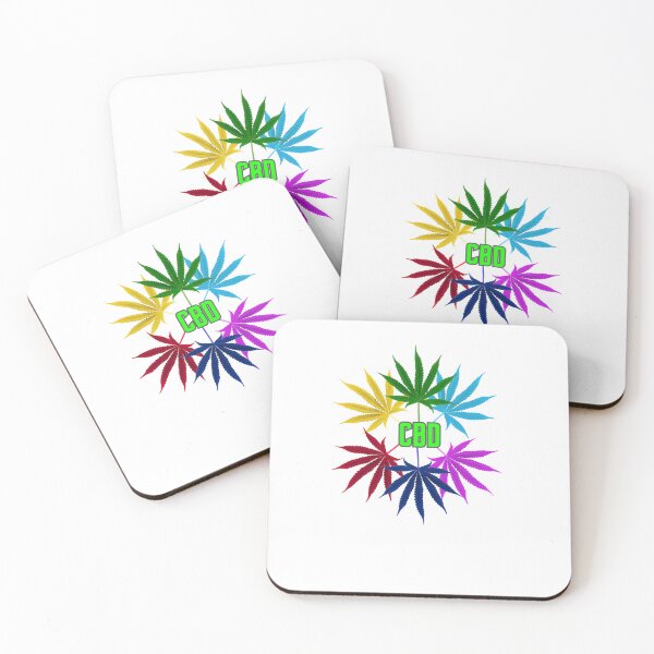 Item preview, CIRCLE OF COLOURED CANNABIS LEAVES AND CBD WRITTEN IN THE MIDDLE. designed and sold by coffeeflavour.