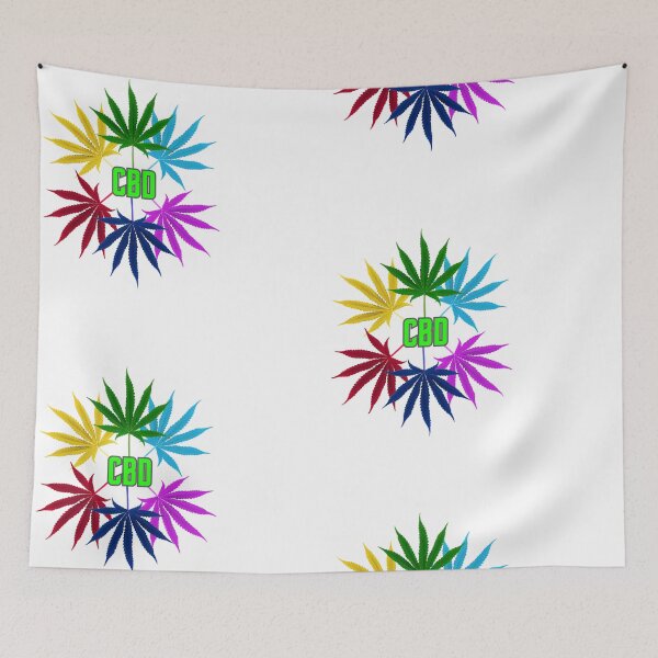Item preview, CIRCLE OF COLOURED CANNABIS LEAVES AND CBD WRITTEN IN THE MIDDLE. designed and sold by coffeeflavour.