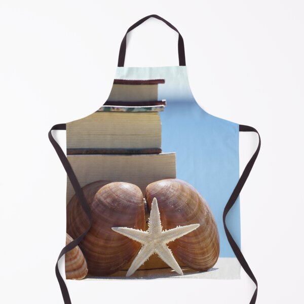 Item preview, Starfish and seashells leaning on books with blue sea background designed and sold by ALEX PHOTO DREAMS.