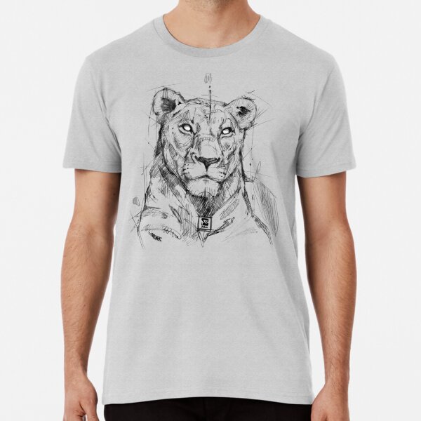 lion sketch drawing psdelux Premium T-Shirt