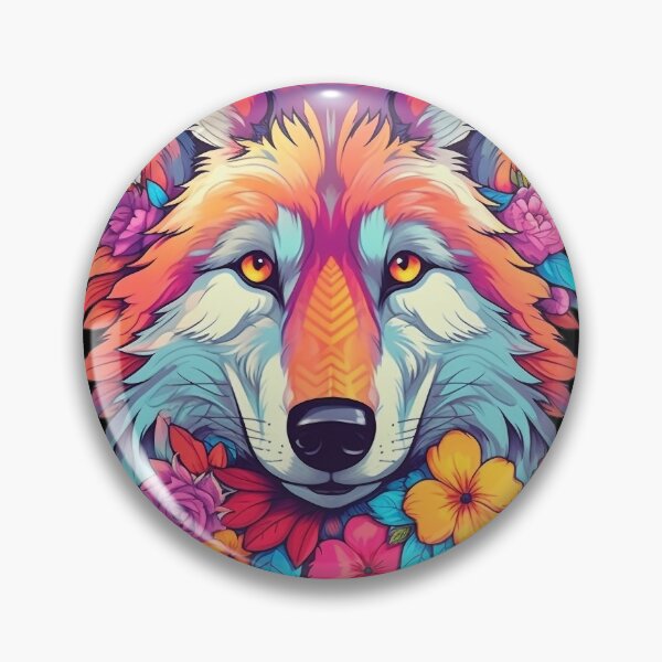 Artikelvorschau, Bunter Wolf mit Frühlingsblumen für Free Souls entworfen und verkauft von NapNapSleeper.