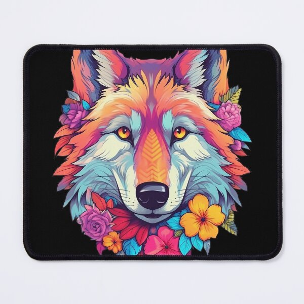Item preview, Colorful Wolf with Spring Flowers for Free Souls designed and sold by NapNapSleeper.
