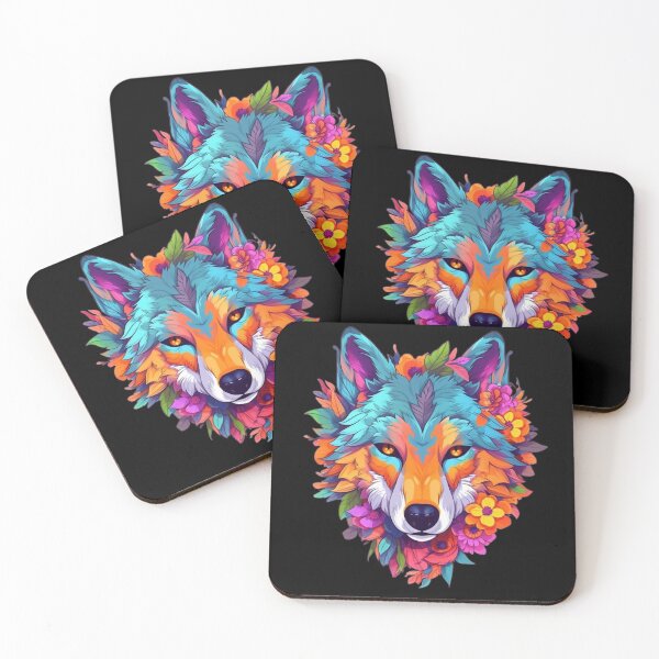 Item preview, Colorful Wolf with Spring Flowers for Free Souls  designed and sold by NapNapSleeper.
