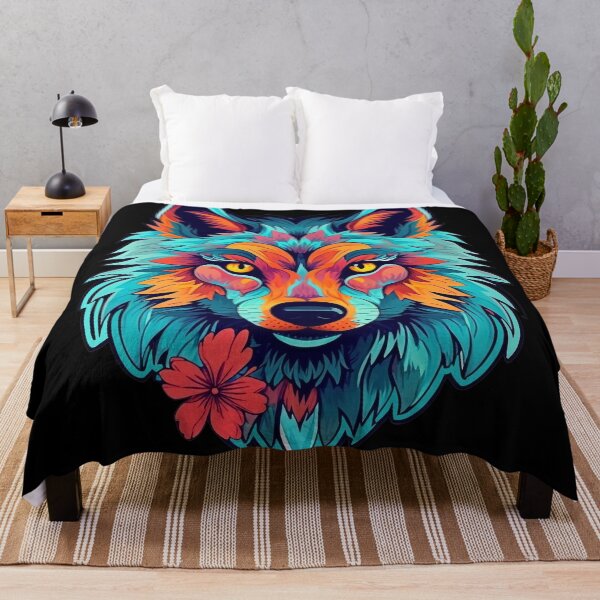 Item preview, Colorful Wolf with Spring Flowers for Free Souls designed and sold by NapNapSleeper.