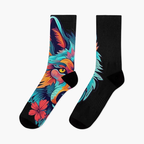 Item preview, Colorful Wolf with Spring Flowers for Free Souls  designed and sold by NapNapSleeper.