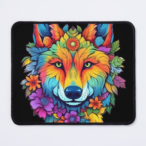 Item preview, Colorful Wolf with Spring Flowers for Free Souls designed and sold by NapNapSleeper.