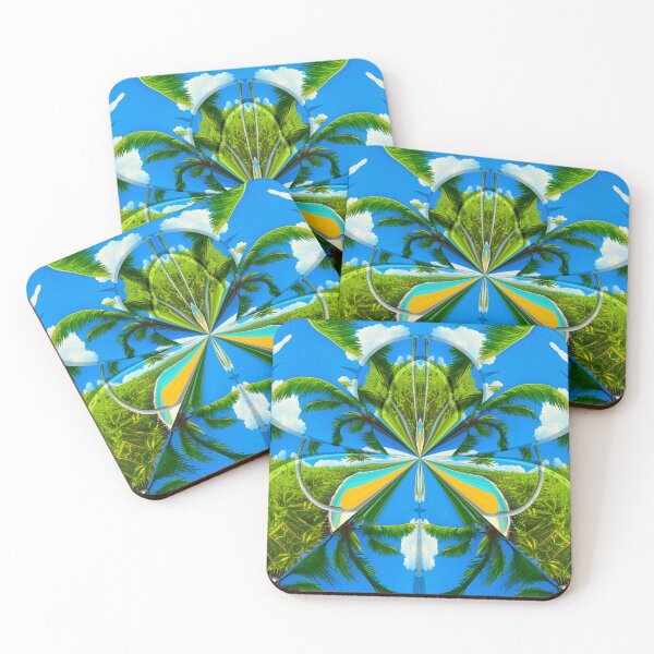 Item preview,  Gorgeous geometric patchwork painting of exotic summer vacations: Blue sky Beach Sun Coconut Sand - Inspiring gift idea to escape to paradise! designed and sold by Ralek.
