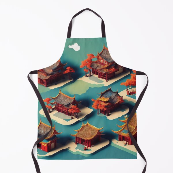 Artikelvorschau, Charming Chinese Isometric Paper: Vibrant Colours, Traditional House, and Moon in the Sky entworfen und verkauft von RedArtG09.