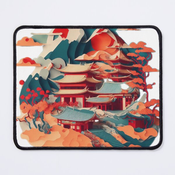 Artikelvorschau, Captivating Isometric Chinese Paper: Colourful Circle, Traditional House, and Moonlit Sky entworfen und verkauft von RedArtG09.