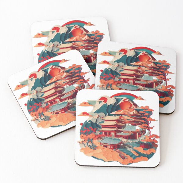 Item preview, Captivating Isometric Chinese Paper: Colourful Circle, Traditional House, and Moonlit Sky designed and sold by RedArtG09.