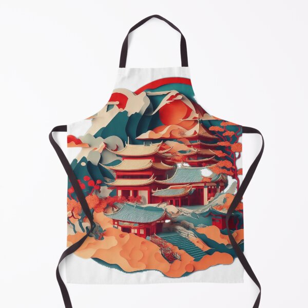 Item preview, Captivating Isometric Chinese Paper: Colourful Circle, Traditional House, and Moonlit Sky designed and sold by RedArtG09.