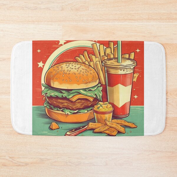 Item preview, Retro Delights: Burger, Fries, Shake, and Iced Tea - Optical Illusion Paintings in Vibrant Comics Style designed and sold by Bee Happy Creative™.