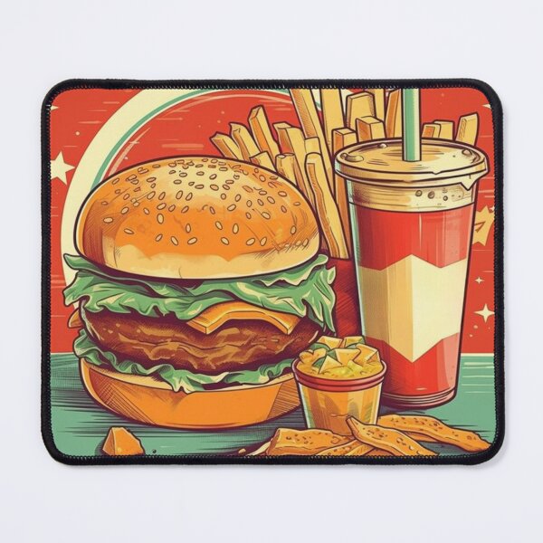 Item preview, Retro Delights: Burger, Fries, Shake, and Iced Tea - Optical Illusion Paintings in Vibrant Comics Style designed and sold by Bee Happy Creative™.