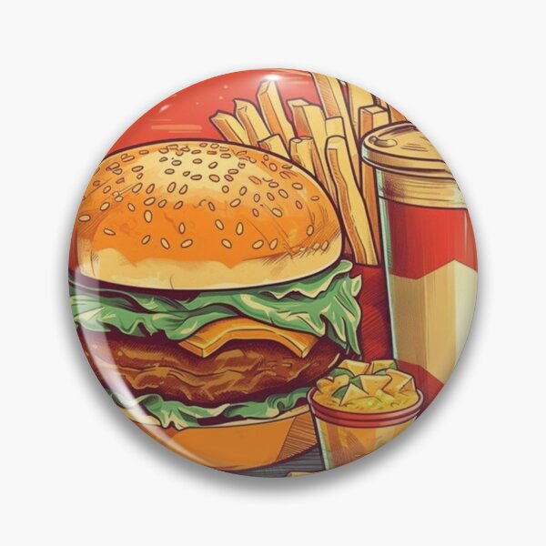 Item preview, Retro Delights: Burger, Fries, Shake, and Iced Tea - Optical Illusion Paintings in Vibrant Comics Style designed and sold by Bee Happy Creative™.