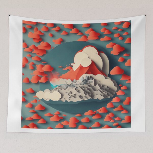 Item preview, Isometric Paper in Chinese Style: Traditional House, Vibrant Colours, and Celestial Moon designed and sold by RedArtG09.