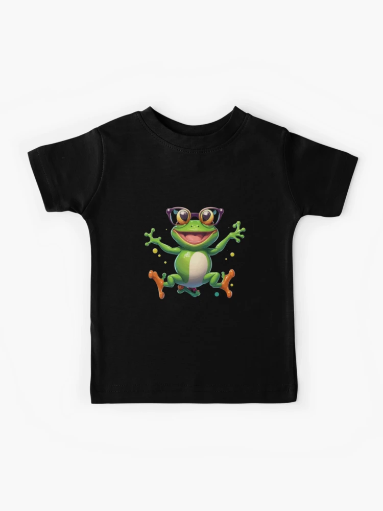 frog with big smile - Dancing Frog - Cute Frog - Frog lovers Kids T-Shirt  for Sale by Zikohb