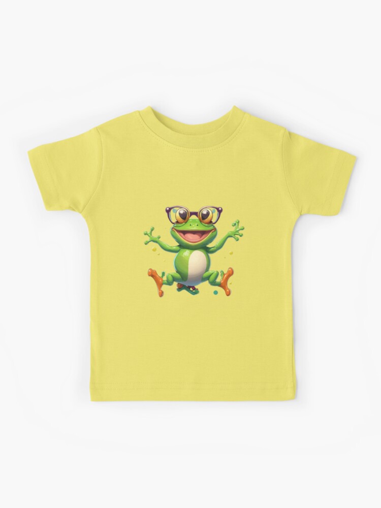 frog with big smile - Dancing Frog - Cute Frog - Frog lovers Kids T-Shirt  for Sale by Zikohb