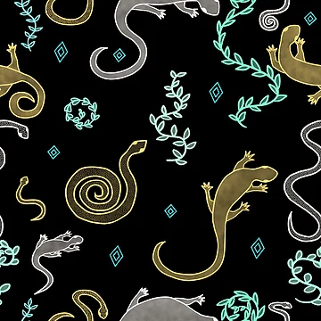 Artwork thumbnail, Snakes And Lizards Pattern by InkyFlower