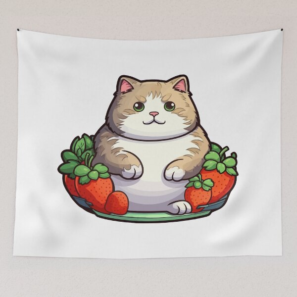 Item preview, The Strawberry Obsession of an Overweight Cat designed and sold by Artwyz.
