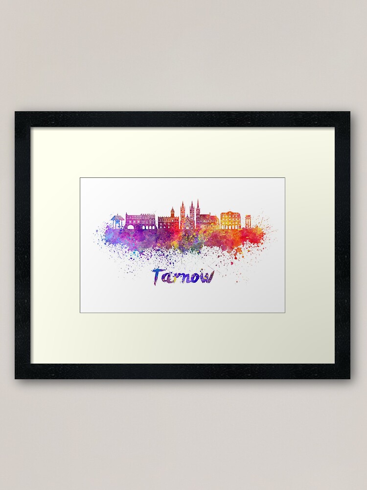 Alternate view of Tarnow skyline in watercolor Framed Art Print