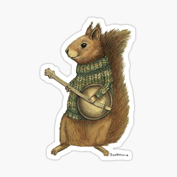 Item preview, Squirrel with a banjo designed and sold by sparklehen.