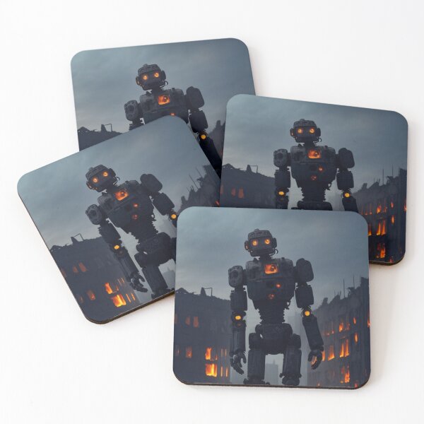 Item preview, Humanoid Android Robot in a Fire City designed and sold by ArtemExpressio.