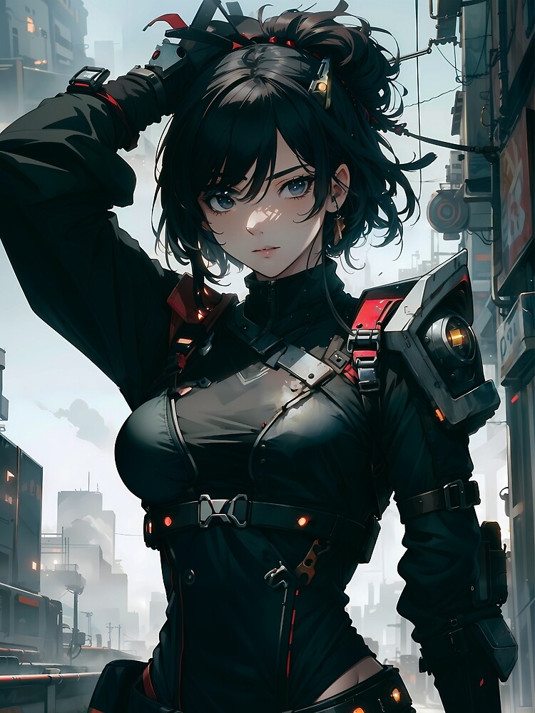 Cyberpunk Anime Girl - Futuristic Sci-Fi Design - Cyberpunk - Sticker |  TeePublic