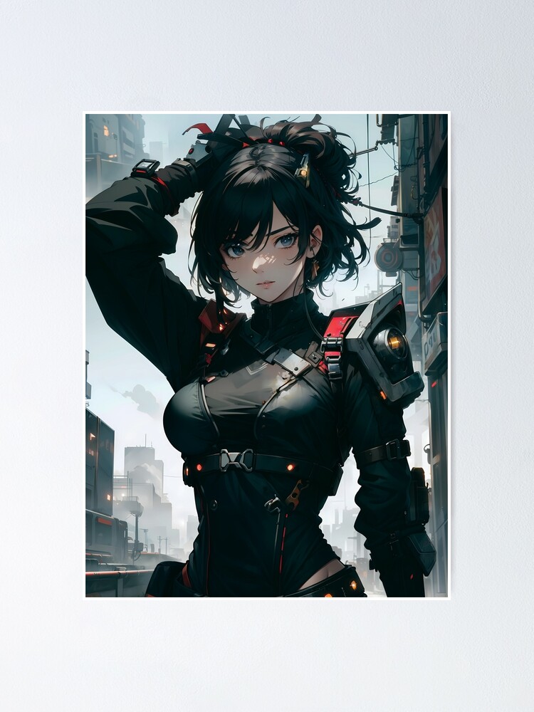 Cute Cyberpunk Anime Girl Character | Poster