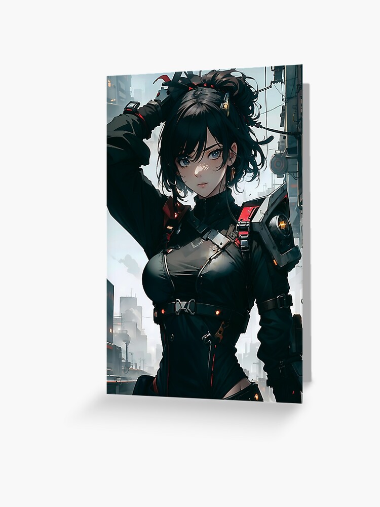 anime girl in cyberpunk city Stock Illustration