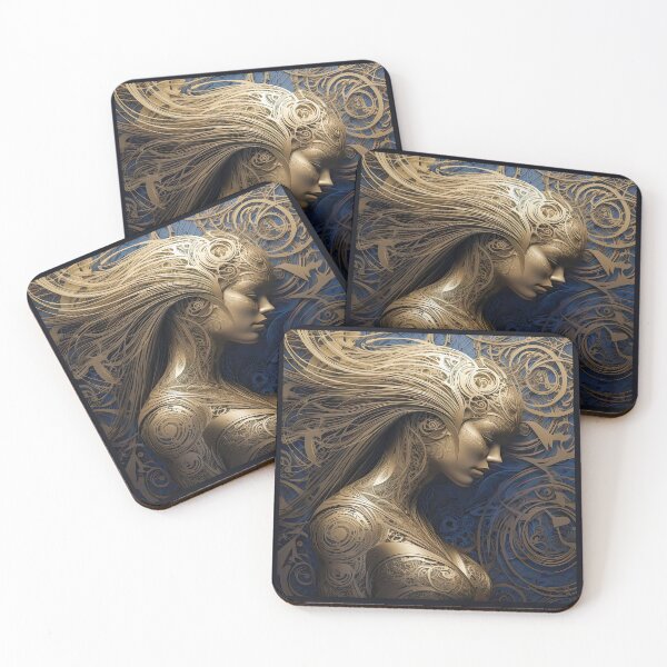 Item preview, the goldan portrait beauty-woman-female-fantasy-beautiful-girl-face-feminism designed and sold by Hermossa-Art.