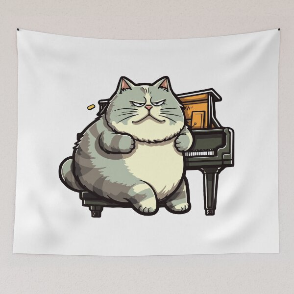 Item preview, Melodies and Paws: A Chubby Cat's Love for Piano designed and sold by Artwyz.