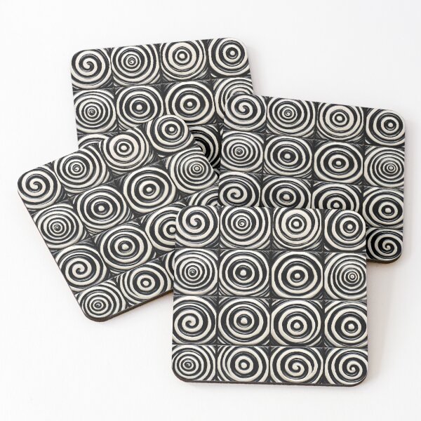 Item preview, Black Tiles, White Swirls designed and sold by Monochrome-Dog.