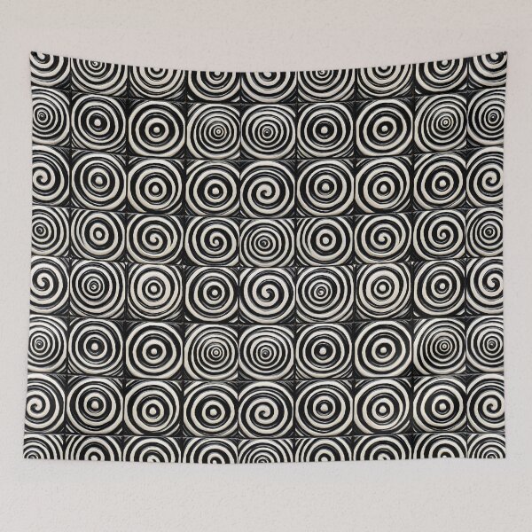 Item preview, Black Tiles, White Swirls designed and sold by Monochrome-Dog.