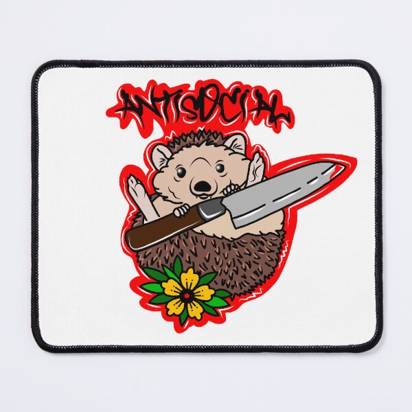 Item preview, antisocial hedgehog designed and sold by Pandemonium tattoos.