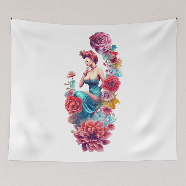 Item preview, Pinup lady in wreath of flowers designed and sold by Istarfal.