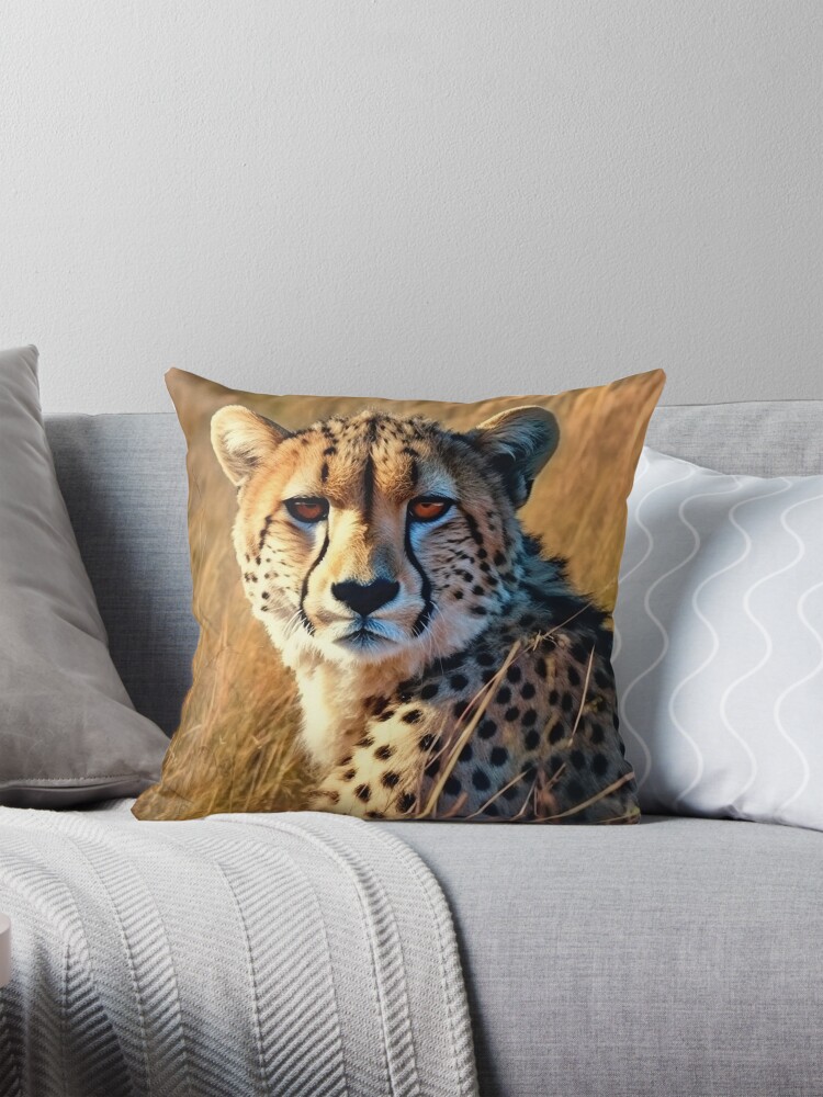 Face of Cheetah Pillow for Sale by ErikaKaisersot Redbubble