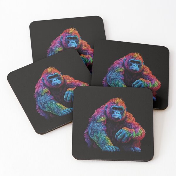 Item preview, Bold and Colorful Gorilla Illustration | Neon Accents | Eye-catching Animal Art designed and sold by PopPopGfx.