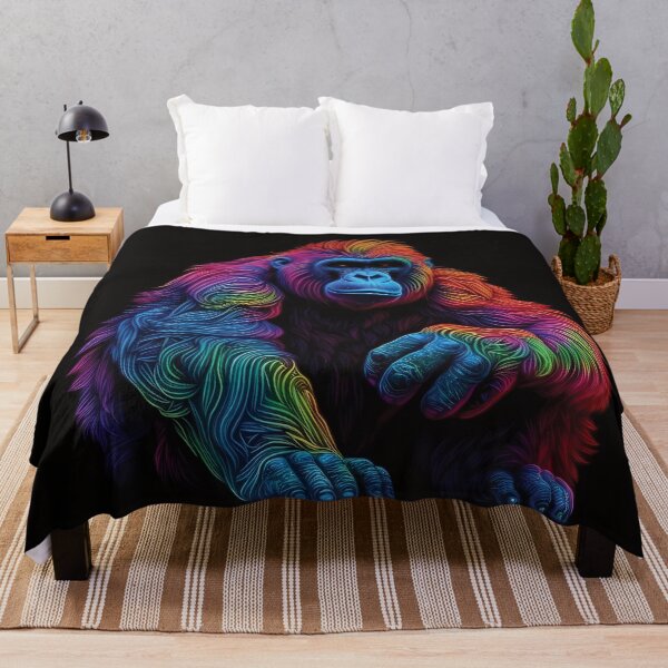 Item preview, Bold and Colorful Gorilla Illustration | Neon Accents | Eye-catching Animal Art designed and sold by PopPopGfx.