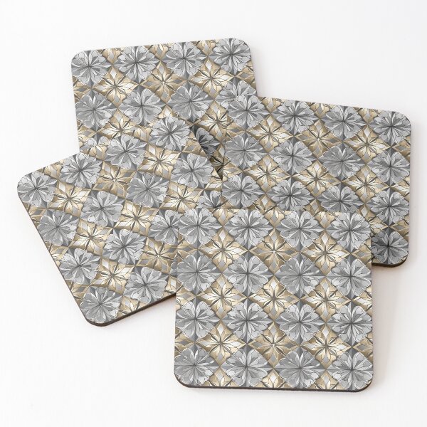 Item preview, Silver and Gold geometric flowers designed and sold by kat0924.