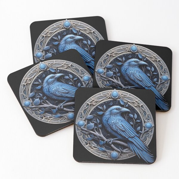 Item preview, Blue viking raven, celtic motif, blue crow, blue raven, for dad, dad, for the husband, happy dads day designed and sold by PRYMULLART.