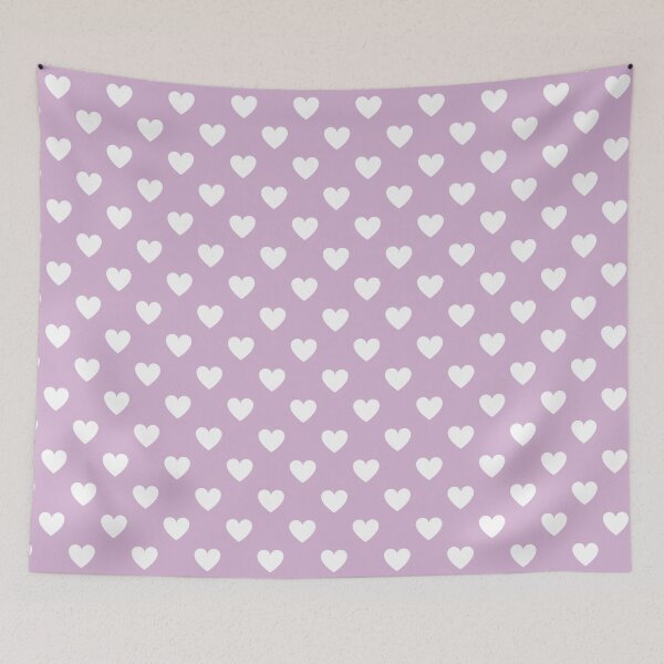 Artikelvorschau, White heart print on lilac entworfen und verkauft von LittleBettyMakes.