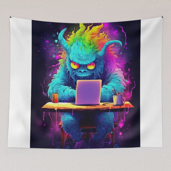 Item preview, Vibrant neon monster designed and sold by AiAgency.