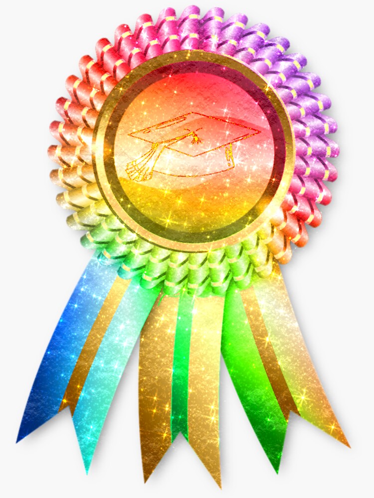Rainbow Ribbon Medal Graduation Reward Sticker by Jolly-Yosei