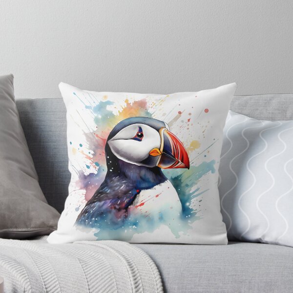 Aperçu de l'œuvre Peinture d'oiseau macareux moine à l'aquarelle créée et vendue par AqueductDesigns.